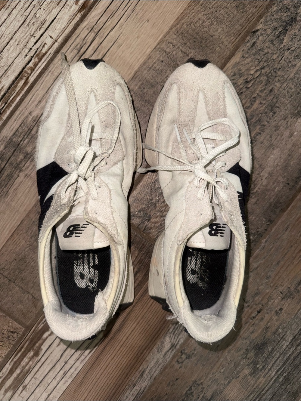 New Balance White and Black Low-Profile Sneakers